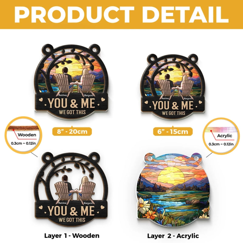 You & Me, Together Forever - Couple Personalized Window Hanging Suncatcher Ornament - Gift For Husband Wife, Anniversary