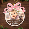 Custom Photo First Christmas Acrylic Ornament - Personalized Christmas Baby Shower, Gender Reveal Gifts For New Moms, New Dads, New Parents - Merry First Christmas Little One