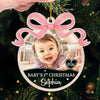 Custom Photo First Christmas Acrylic Ornament - Personalized Christmas Baby Shower, Gender Reveal Gifts For New Moms, New Dads, New Parents - Merry First Christmas Little One