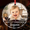 Custom Photo First Christmas Circle Glass Ornament - Personalized Christmas Baby Shower, Gender Reveal Gifts For New Moms, New Dads, New Parents - Little Joy Big Love