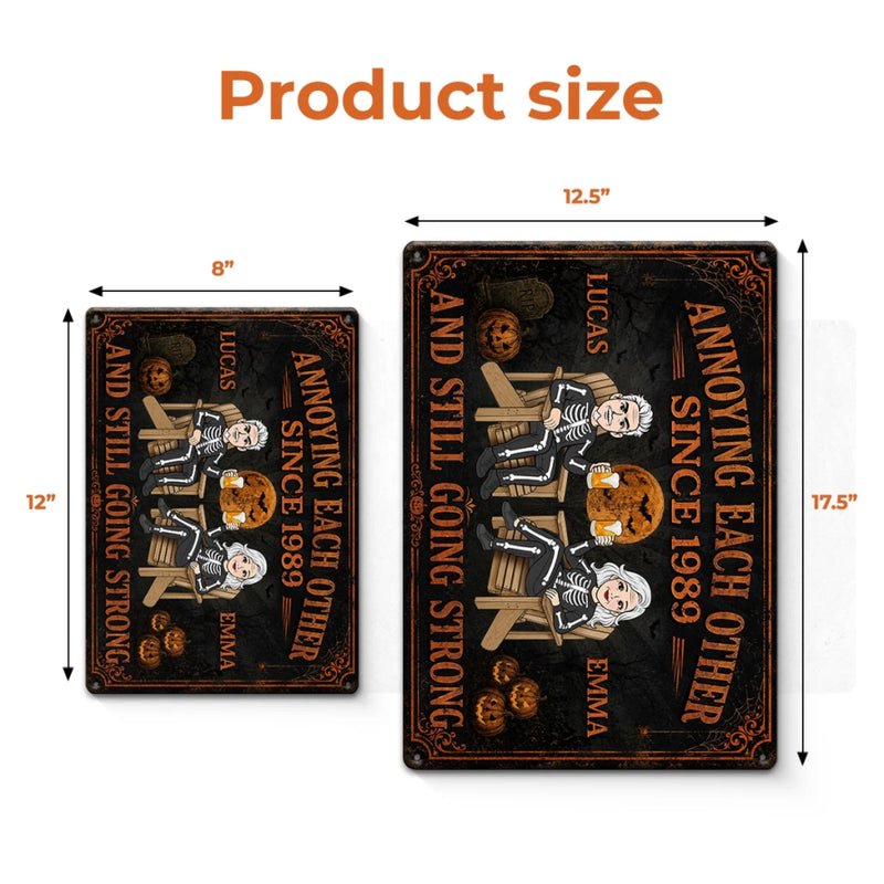 Custom Pumpkin Home Decor Metal Sign - Personalized Halloween Anniversary Wedding Gifts For Husband And Wife, Him And Her - Forever My Spooky Soulmate