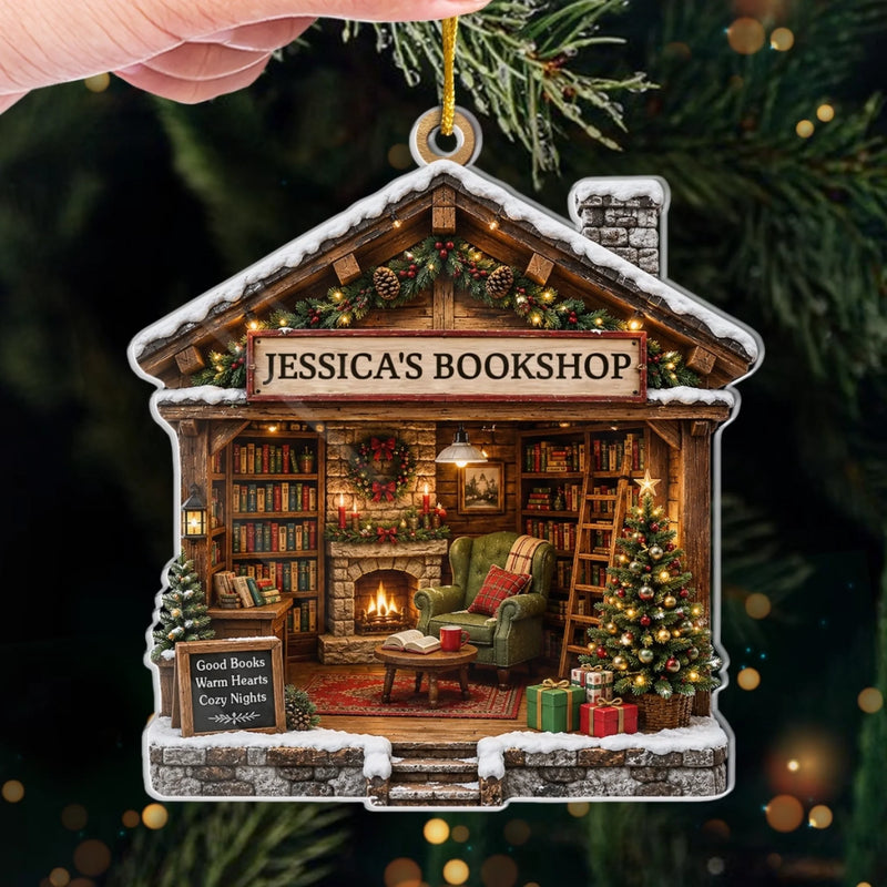 Custom Acrylic Ornament - Personalized Christmas Bookish Gifts For Book Lovers, Bookworms, Readers - Turning Pages Finding Peace
