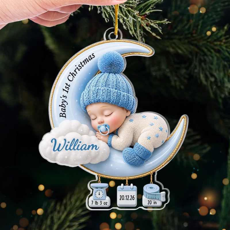 Custom First Christmas Acrylic Ornament - Personalized Baby Shower, Gender Reveal Gifts For New Moms, New Dads, New Parents - Sweet Dreams Little Angel