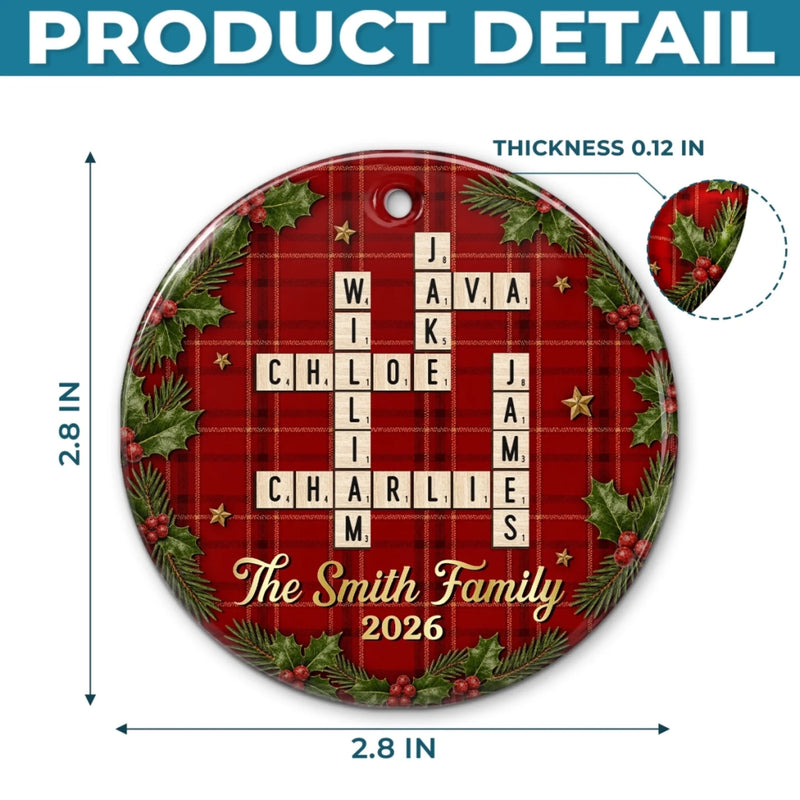 Custom Scrabble Ceramic Ornament - Personalized Christmas Birthday Gifts For Mom, Dad, Brother, Sister - Home Is Christmas