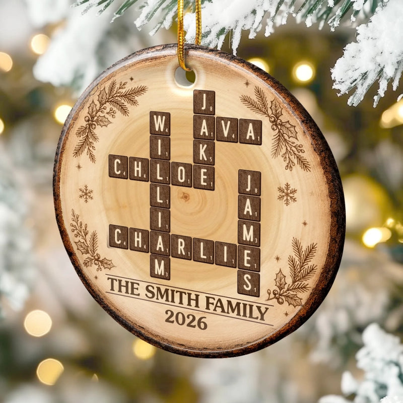 Custom Scrabble Ceramic Ornament - Personalized Christmas Birthday Gifts For Mom, Dad, Brother, Sister - Holiday Magic Starts Here