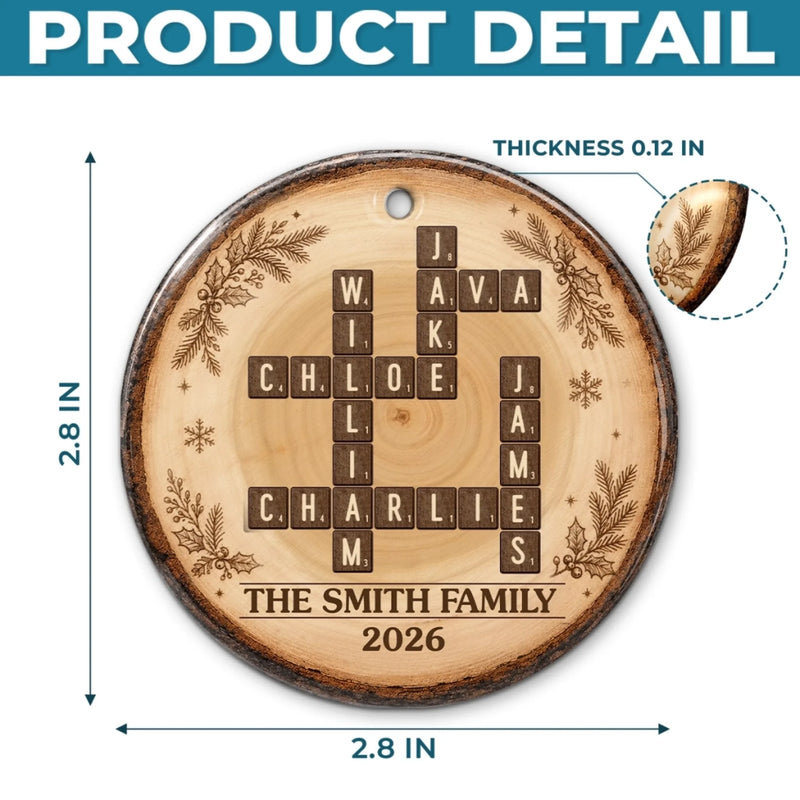 Custom Scrabble Ceramic Ornament - Personalized Christmas Birthday Gifts For Mom, Dad, Brother, Sister - Holiday Magic Starts Here