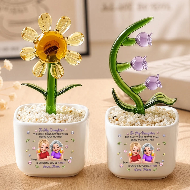 Custom Glass Everlasting Flowers - Personalized Birthday Gifts For Daughter, New Moms - My Forever Sunshine