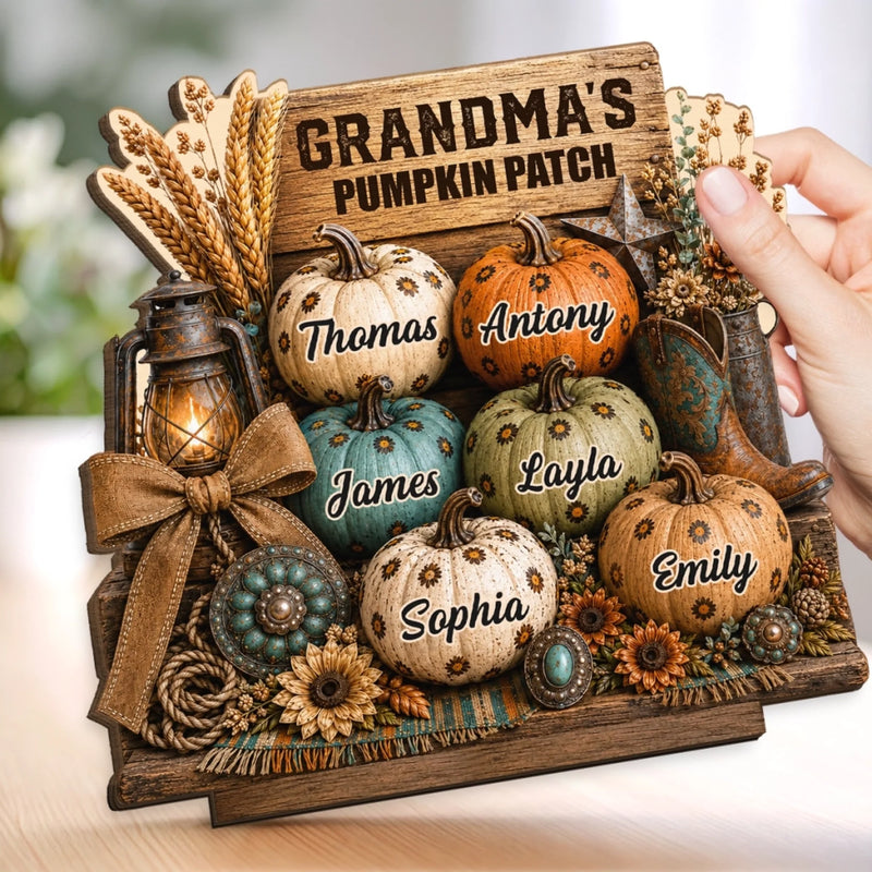 Custom 2-Layered Wooden Plaque - Personalized Birthday Gifts For Mom, Grandma - Cozy Pumpkin Patch Vibes