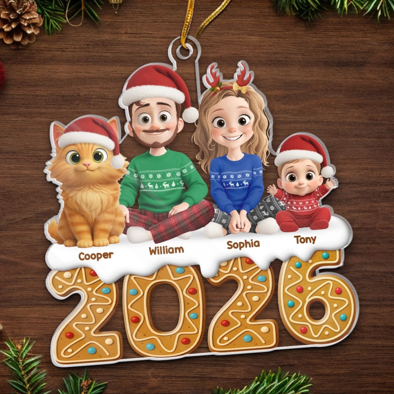 Custom Acrylic Ornament - Personalized Christmas Birthday Gifts For Family, Dog Cat Lovers - Gingerbread Dreams, Family Themes