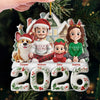 Custom Acrylic Ornament - Personalized Christmas Birthday Gifts For Family, Dog Cat Lovers - Our Happy Place, Right Here