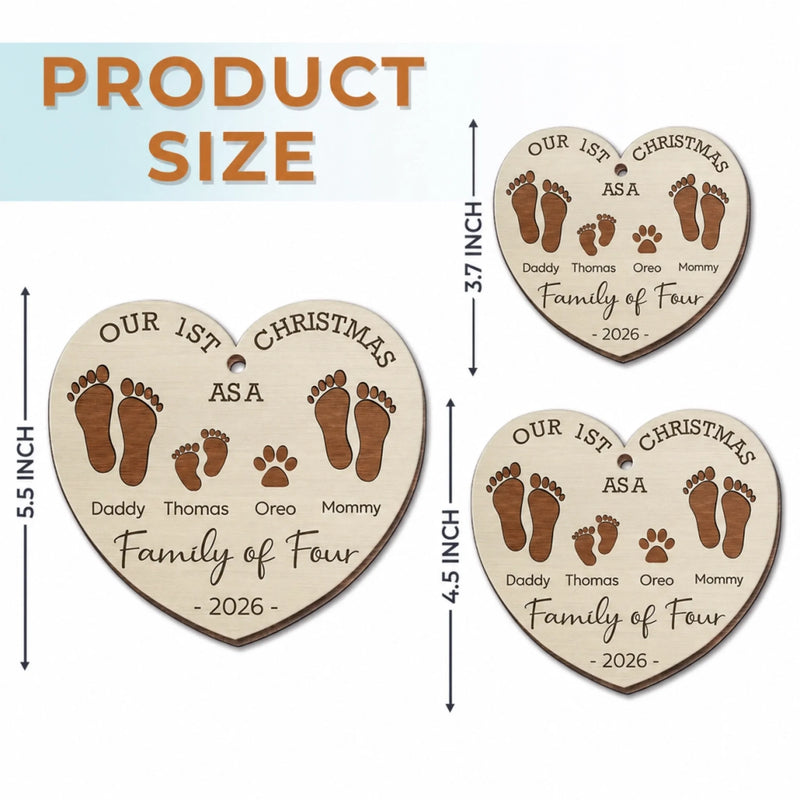 Our First Christmas As A Family - Family Personalized Custom Ornament - Wood Custom Shaped - Christmas Gift For Family Members