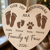Our First Christmas As A Family - Family Personalized Custom Ornament - Wood Custom Shaped - Christmas Gift For Family Members