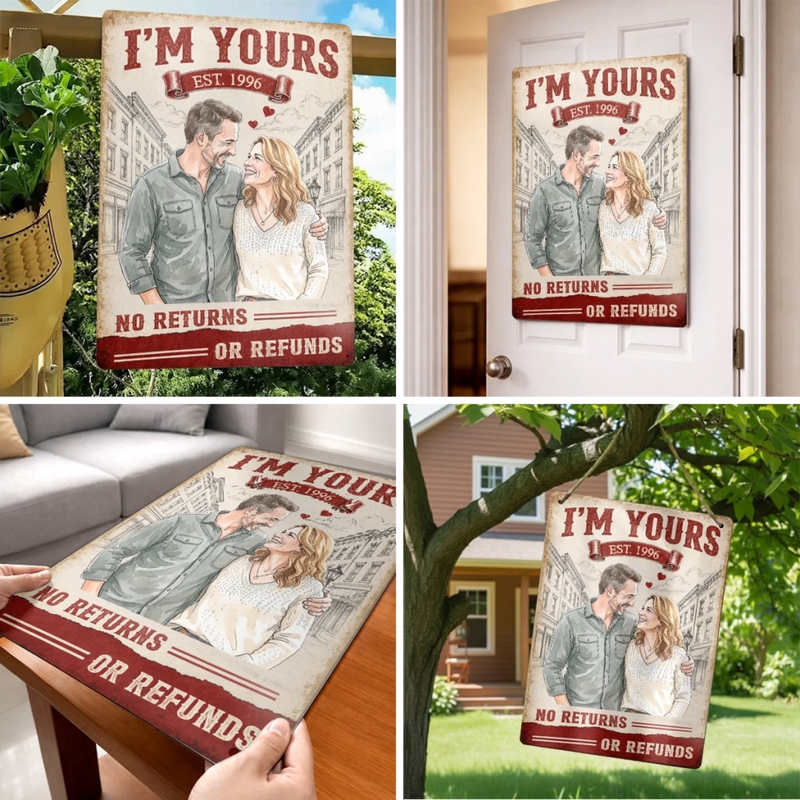 Custom Photo Home Decor Metal Sign - Personalized  Anniversary Wedding Gifts For Husband And Wife, Him And Her - You Are My Favorite Person