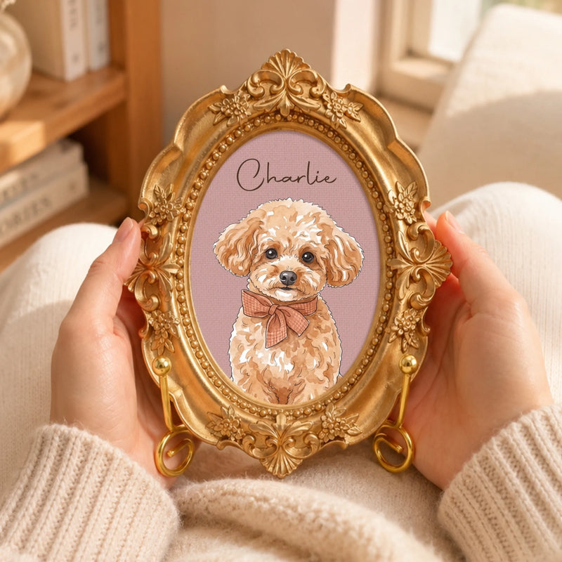 Custom Photo Ornate Mini Frame - Personalized Pet Memorial Sympathy Gifts For Dogs, Cats - Your Pawprints Remain