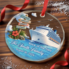 Custom Cruise Ship Circle Glass Ornament - Personalized Christmas Birthday Gifts For Mom, Dad, Brother, Sister - Making Waves Together