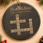 Custom Scrabble Ceramic Ornament - Personalized Christmas Birthday Gifts For Brother, Sister - Wrapped In Sibling Love