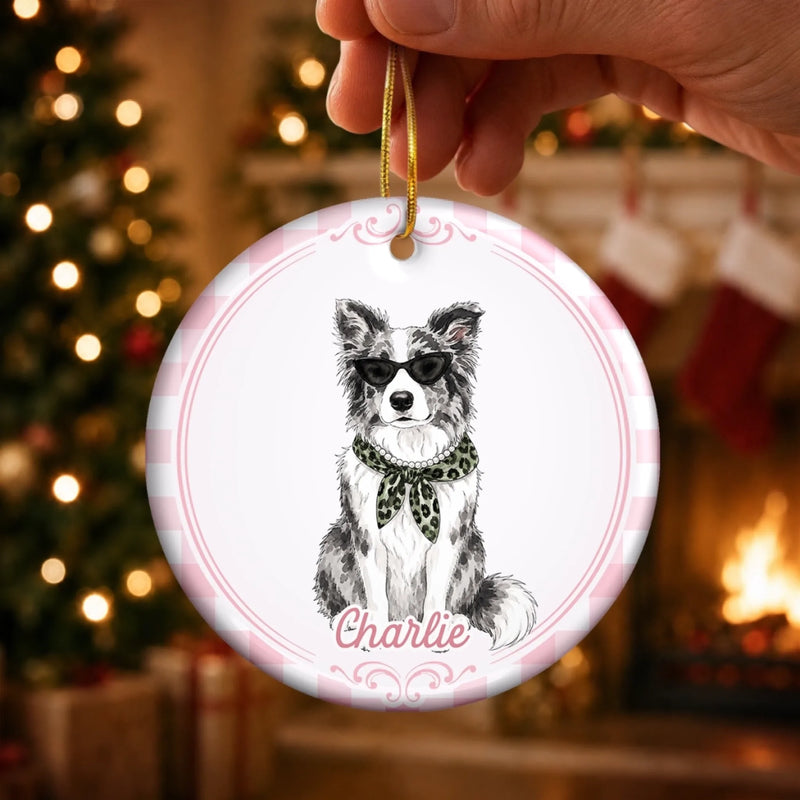 Custom Photo Ceramic Ornament - Personalized Christmas Birthday Gifts For Dog Cat Lovers, Dog Dad And Mom, Cat Owners - Paws, Love And Joy