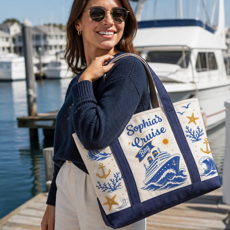 Custom Canvas Tote Bag - Personalized Summer Vacation And Travel Gifts For Mom, Dad, Brother, Sister - Sea Days Best Days