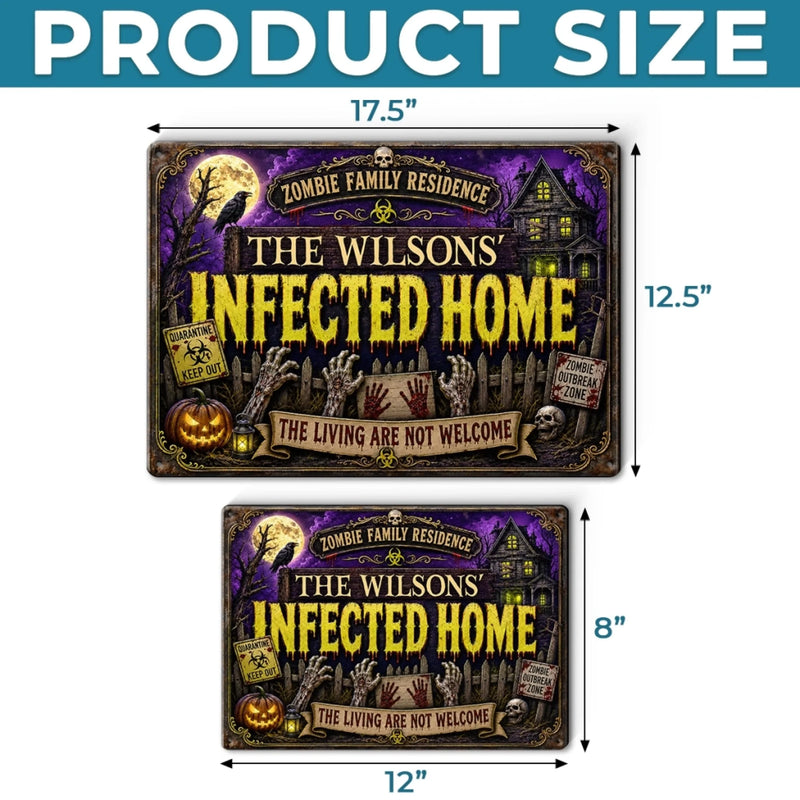 Custom Zombie Home Decor Metal Sign - Personalized Halloween Decor Birthday Gifts For Mom, Dad, Brother, Sister - Quarantine Zone Do Not Enter