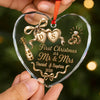 Custom First Christmas Heart Glass Ornament - Personalized Anniversary Christmas Wedding Gifts For Husband And Wife, Him And Her - The Start Of Forever