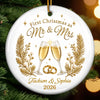 Custom First Christmas Ceramic Ornament - Personalized Anniversary Christmas Wedding Gifts For Husband And Wife, Him And Her - Toast To Forever Love