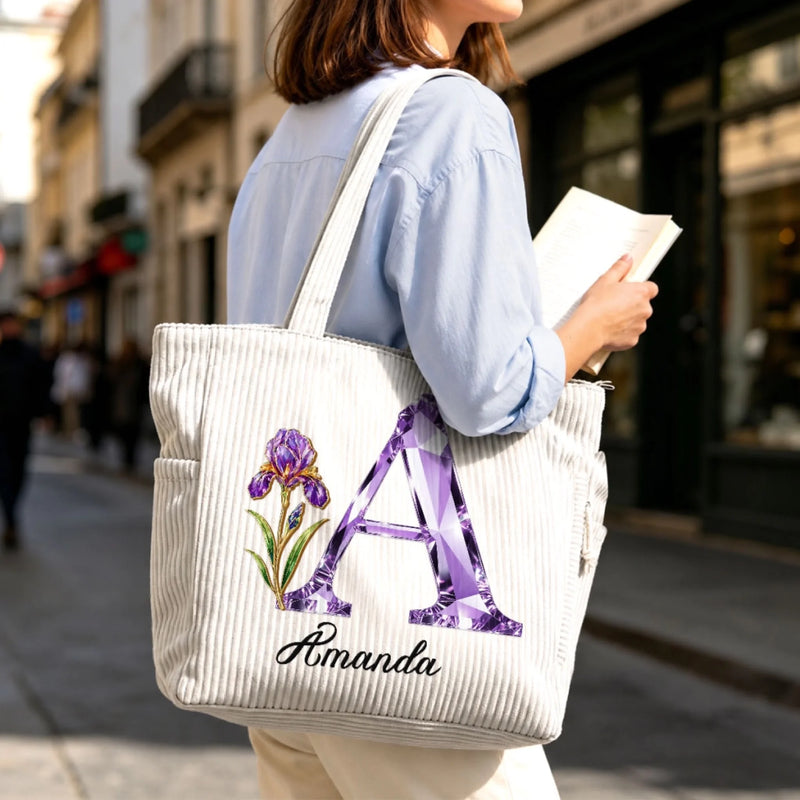 Custom Corduroy Tote Bag - Personalized Birthday Gifts For Wife, Daughter, Besties, Sisters, Granddaughter, Grandma, Mom, Yourself - Living Life My Way