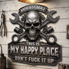 Custom Shaped Metal Sign - Personalized Birthday Gifts For Husband, Son, Grandson, Brother, Grandpa, Dad, Yourself - This Is My Happy Place