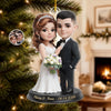 Custom Photo First Christmas Acrylic Ornament - Personalized Anniversary Christmas Wedding Gifts For Husband And Wife, Him And Her - Toasting To Forever Happiness