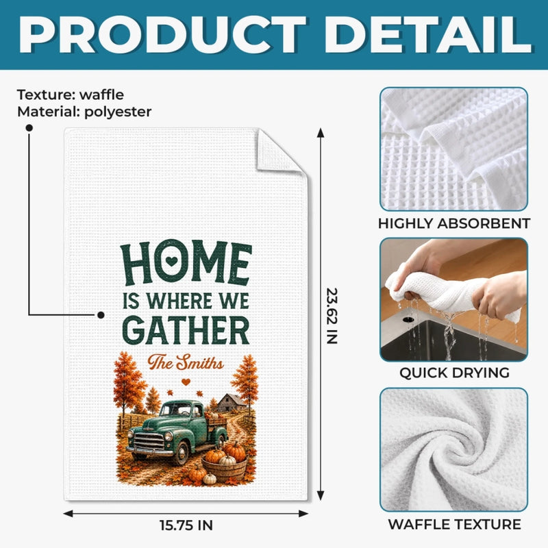 Custom Kitchen Towel - Personalized Autumn Birthday Gifts For Mom, Dad, Brother, Sister - Home Sweet Fall Home