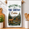Custom Cabin Kitchen Towel - Personalized Summer Vacation And Travel Gifts For Mom, Dad, Brother, Sister - Home Is Where The Forest Is