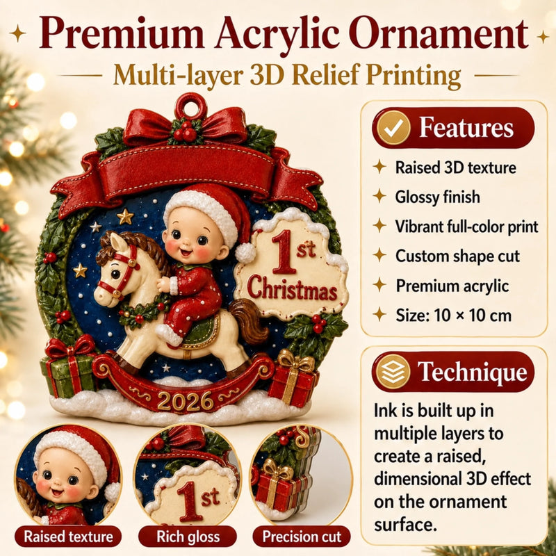 Custom First Christmas Premium 3D Ornament - Personalized Christmas Baby Shower, Gender Reveal Gifts For New Moms, New Dads, New Parents - Our Little Miracle