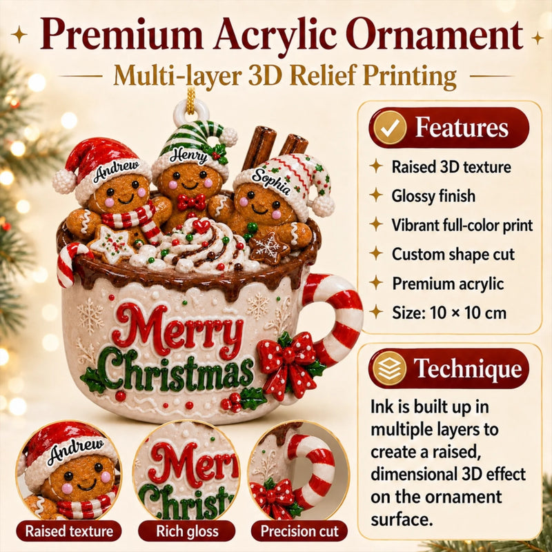Custom Gingerbread Premium 3D Ornament - Personalized Christmas Birthday Gifts For Mom, Dad, Brother, Sister - Everything Is Better Together