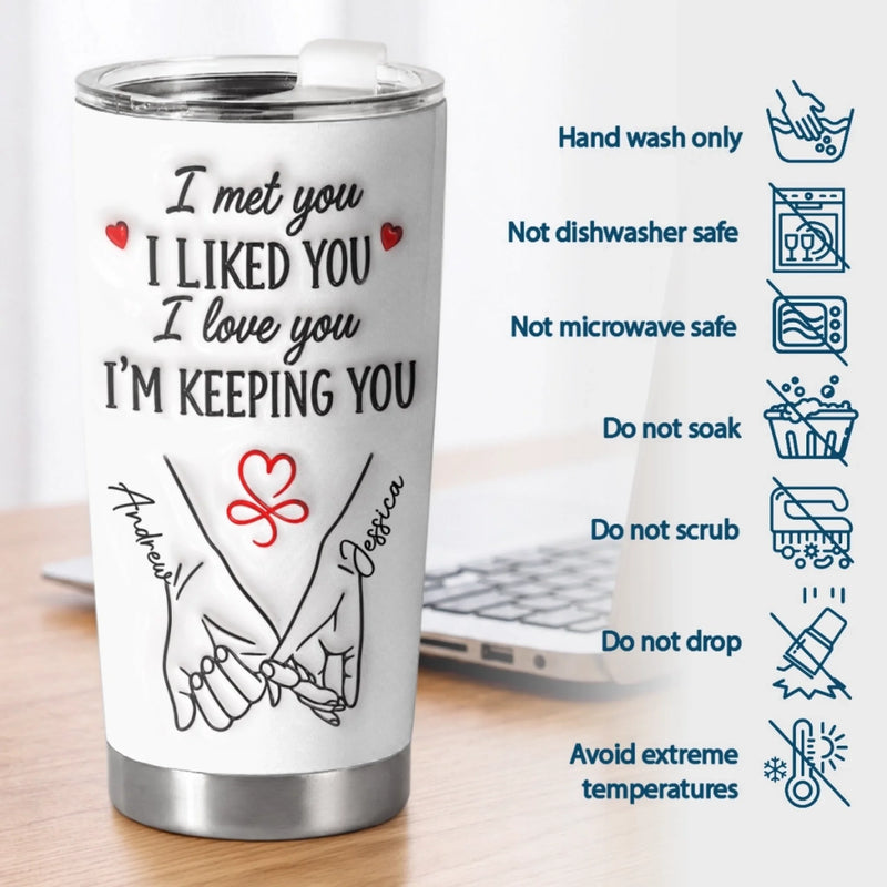 Custom Tumbler - Personalized Anniversary Wedding Gifts For Husband And Wife, Him And Her - To Love And Hold