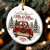 Custom First Christmas Ceramic Ornament - Personalized Anniversary Christmas Wedding Gifts For Husband And Wife, Him And Her - Driving Into Forever Together
