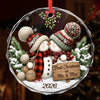 Custom First Christmas Circle Glass Ornament - Personalized Anniversary Christmas Wedding Gifts For Husband And Wife, Him And Her - Snowed In With You