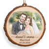 Custom Photo First Christmas Wooden Ornament - Personalized Anniversary Christmas Wedding Gifts For Husband And Wife, Him And Her - Forever Rooted In Love