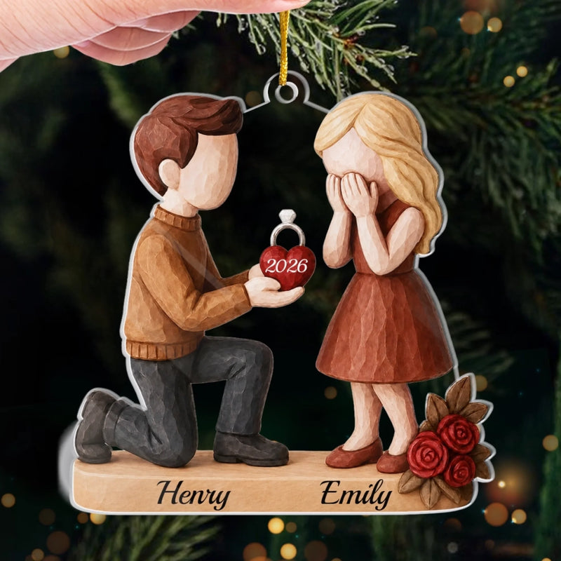 Custom First Christmas Acrylic Ornament - Personalized Anniversary Christmas Wedding Gifts For Husband And Wife, Him And Her - She Said Forever