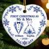 Custom First Christmas Ceramic Ornament - Personalized Anniversary Christmas Wedding Gifts For Husband And Wife, Him And Her - Our Love Story Starts Here