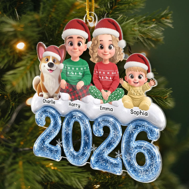 Custom Acrylic Ornament - Personalized Christmas Birthday Gifts For Mom, Dad, Brother, Sister, Dog Cat Lovers - Love Grows Best Together