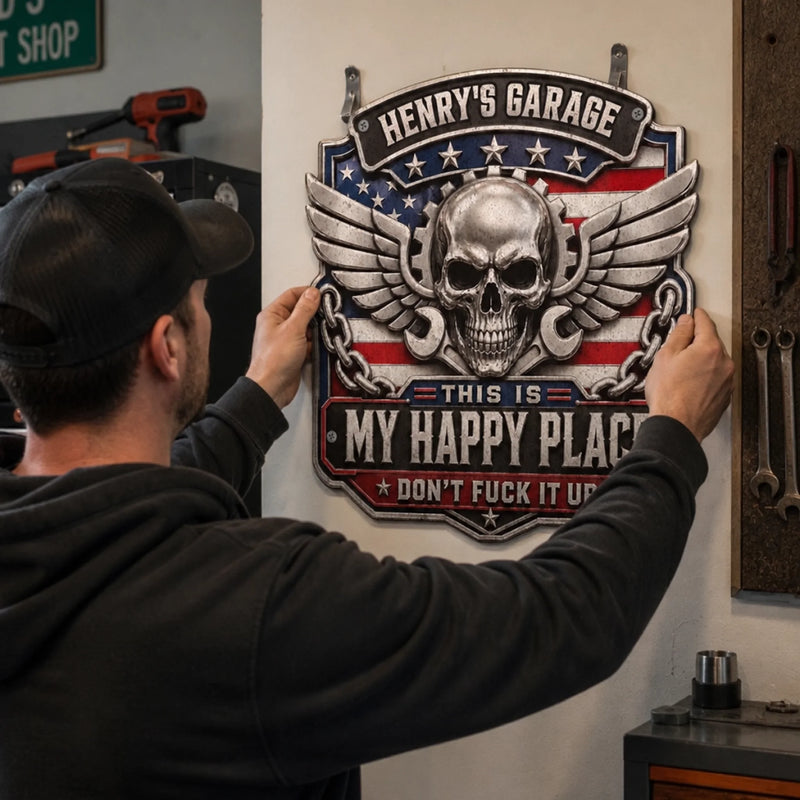 Custom Shaped Metal Sign - Personalized Birthday Gifts For Husband, Son, Grandson, Brother, Grandpa, Dad, Yourself - Enter At Your Own Risk