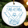 Custom First Christmas Ceramic Ornament - Personalized Anniversary Christmas Wedding Gifts For Husband And Wife, Him And Her - Forever Starts With Us