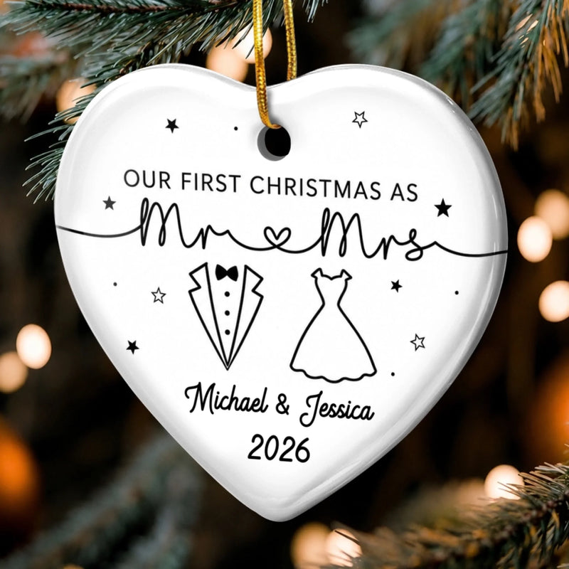 Custom First Christmas Ceramic Ornament - Personalized Anniversary Christmas Wedding Gifts For Husband And Wife, Him And Her - You & Me, Always