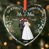 Custom First Christmas Heart Glass Ornament - Personalized Anniversary Christmas Wedding Gifts For Husband And Wife, Him And Her - Our Forever Winter Chapter