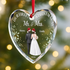 Custom First Christmas Heart Glass Ornament - Personalized Anniversary Christmas Wedding Gifts For Husband And Wife, Him And Her - Our Forever Winter Chapter