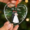Custom First Christmas Heart Glass Ornament - Personalized Anniversary Christmas Wedding Gifts For Husband And Wife, Him And Her - Our Forever Winter Chapter