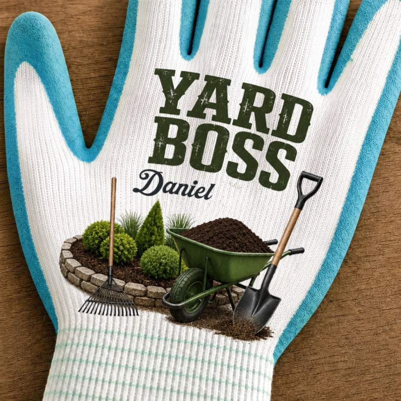 Custom Coated Grip Gardening Gloves - Personalized Birthday Garden Gifts For Gardeners,  Husband, Son, Grandson, Brother, Grandpa, Dad, Yourself - King Of The Backyard