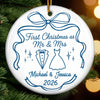 Custom First Christmas Ceramic Ornament - Personalized Anniversary Christmas Wedding Gifts For Husband And Wife, Him And Her - Now And Forever