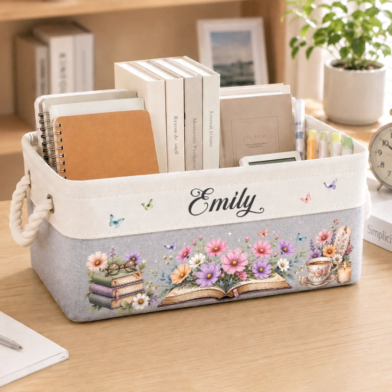 Custom Storage Basket - Personalized Bookish Gifts For Book Lovers, Bookworms, Readers - Lost Between The Pages