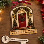 Custom New Home Wooden Ornament With Tag - Personalized Anniversary Christmas Wedding Gifts For Husband And Wife, Him And Her - Warm Hearts Sweet Home