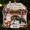 Custom First Christmas Acrylic Ornament - Personalized America 250th Anniversary Christmas Gifts For Dog Cat Lovers, Dog Dad And Mom, Cat Owners - Loved By My Forever Family